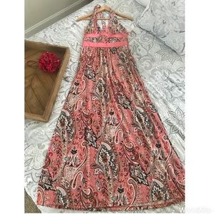 INC Printed Halter Maxi Dress, Size Small